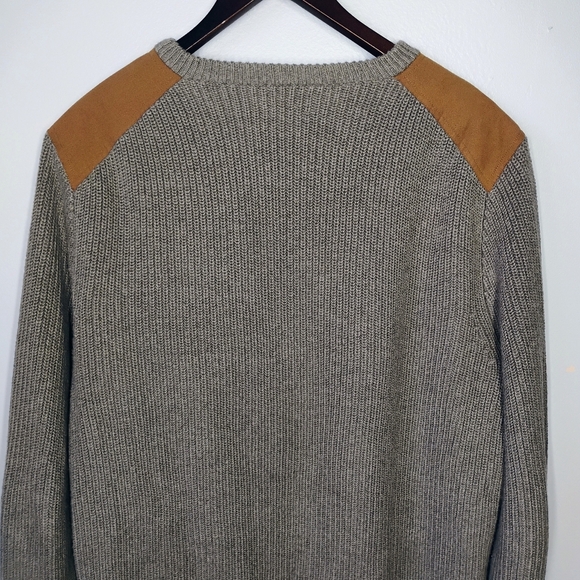 J Crew Ribbed Knit Cotton Crewneck Sweater Woodsman Shoulder Patch Mens Large - Picture 5 of 11